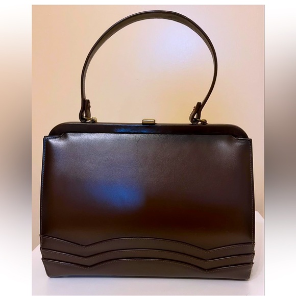 Vintage Handbags - Vintage Chocolate Brown 50s/60s Leather Shoulder Bag Purse - Amazing Condition